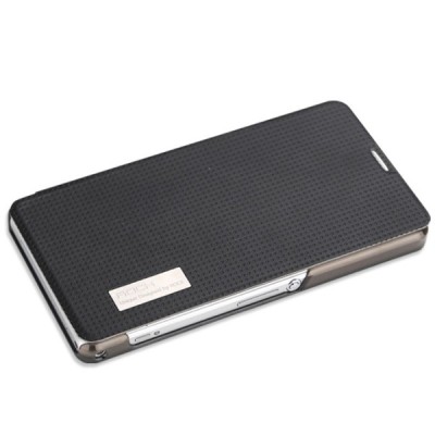 Rock Elegant Sony Xperia Z1 Compact juodas atverčiamas odinis dėklas / Priedai.lt