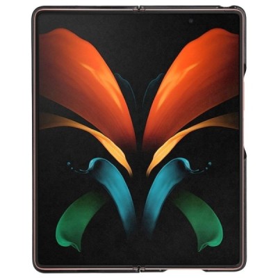 Samsung Galaxy Z Fold2 5G (F916B) Slim Leather juodas odinis dėklas - nugarėlė | Priedai.lt
