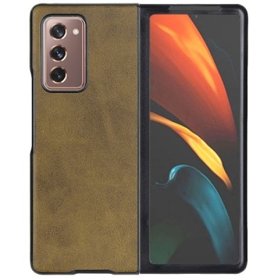 Samsung Galaxy Z Fold2 5G (F916B) Slim Leather tamsiai rudas odinis dėklas - nugarėlė | Priedai.lt