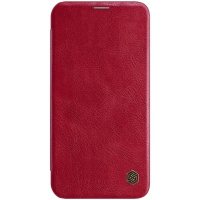 Prabangus „Nillkin“ Qin serijos raudonas odinis atverčiamas Apple iPhone 12 (12 Pro) dėklas | Priedai.lt
