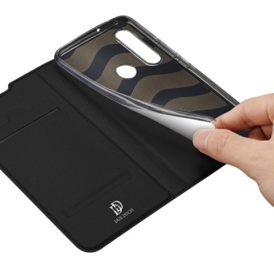 „Dux Ducis“ Skin serijos Huawei P40 Lite E (Y7p, Honor 9C) juodas odinis atverčiamas dėklas | Priedai.lt