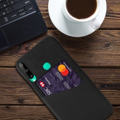 „KSQ“ Shell Huawei P40 Lite E (Y7p, Honor 9C) juodas odinis dėklas - nugarėlė su kišenėle kortelėms | Priedai.lt