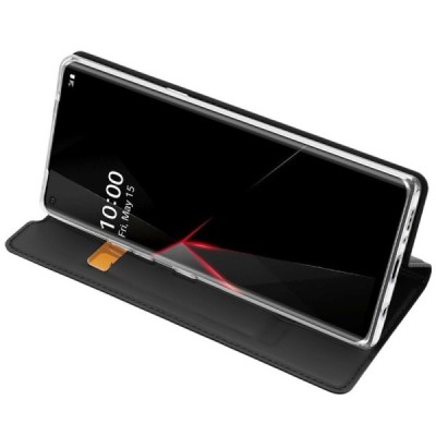 „Dux Ducis“ Skin serijos LG Velvet (LM-G900EM) juodas odinis atverčiamas dėklas | Priedai.lt