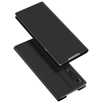 „Dux Ducis“ Skin serijos LG Velvet (LM-G900EM) juodas odinis atverčiamas dėklas | Priedai.lt