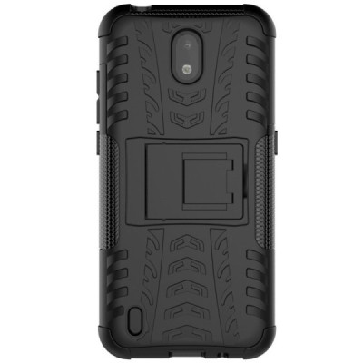 Nokia 1.3 Kickstand kieto silikono TPU juodas dėklas - nugarėlė | Priedai.lt