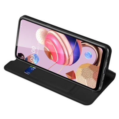 „Dux Ducis“ Skin serijos LG K51s (LM-K510) juodas odinis atverčiamas dėklas | Priedai.lt