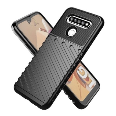 LG K51s (LM-K510) Twill kieto silikono TPU juodas dėklas - nugarėlė | Priedai.lt