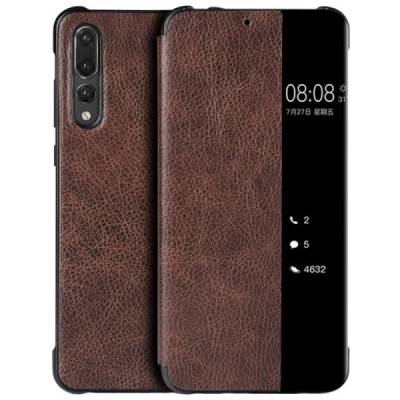 Huawei P20 Pro „View Line“ tamsiai rudas atverčiamas dėklas - knygutė | Priedai.lt