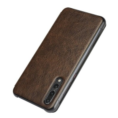 Huawei P20 Pro „View Line“ tamsiai rudas atverčiamas dėklas - knygutė | Priedai.lt