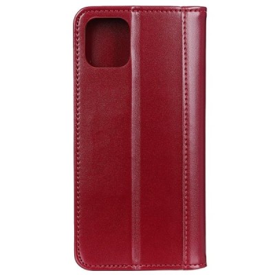 Apple iPhone 12 (12 Pro) bordo odinis atverčiamas dėklas - knygutė su magnetu | Priedai.lt