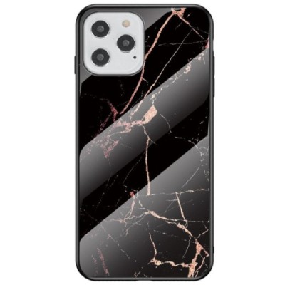 Apple iPhone 12 (12 Pro) „Marble“ kieto silikono TPU juodas / auksinis dėklas - nugarėlė | Priedai.lt