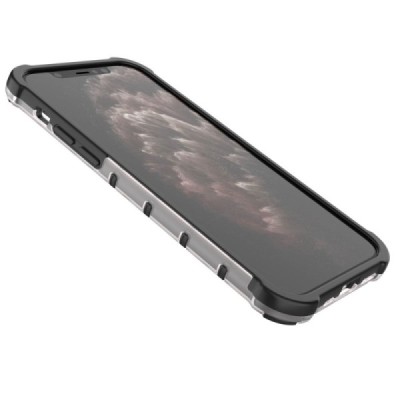 Honeycomb sustiprintos apsaugos Apple iPhone 12 (12 Pro) skaidrus kieto silikono (TPU) ir plastiko dėklas | Priedai.lt