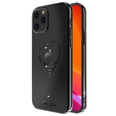 Apple iPhone 12 (12 Pro) Kingxbar Crystal  Love Swarovski plastikinis skaidrus permatomas juodas dėklas su kristalais | Priedai.