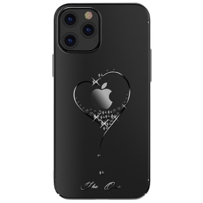 Apple iPhone 12 (12 Pro) Kingxbar Crystal  Love Swarovski plastikinis skaidrus permatomas juodas dėklas su kristalais | Priedai.