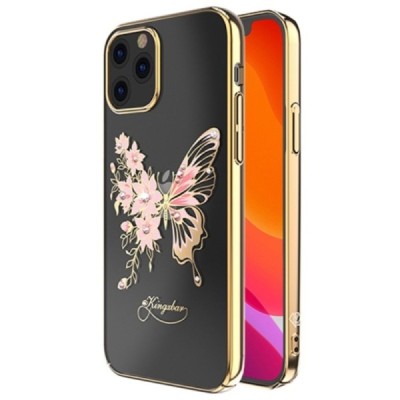 Apple iPhone 12 (12 Pro) Kingxbar Crystal  Wings Swarovski plastikinis skaidrus permatomas auksinis dėklas su kristalais | Pried
