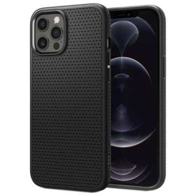 „Spigen“ Liquid Air Apple iPhone 12 (12 Pro) juodas kieto silikono dėklas | Priedai.lt