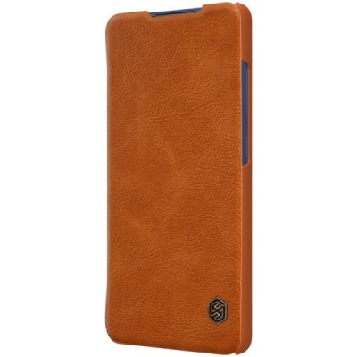 Samsung Galaxy S20 FE (Fan Edition) prabangus Nillkin Qin serijos rudas odinis atverčiamas dėklas - knygutė | Priedai.lt