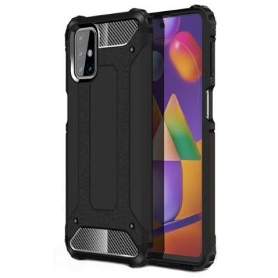 Sustiprintos apsaugos Samsung Galaxy M31s (M317F) juodas kieto silikono (TPU) ir plastiko dėklas | Priedai.lt