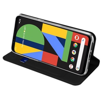 „Dux Ducis“ Skin serijos Google Pixel 4 juodas odinis atverčiamas dėklas | Priedai.lt
