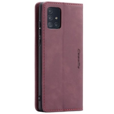 Samsung Galaxy A71 (A715) CaseMe Retro solidus atverčiamas bordo odinis dėklas - knygutė | Priedai.lt