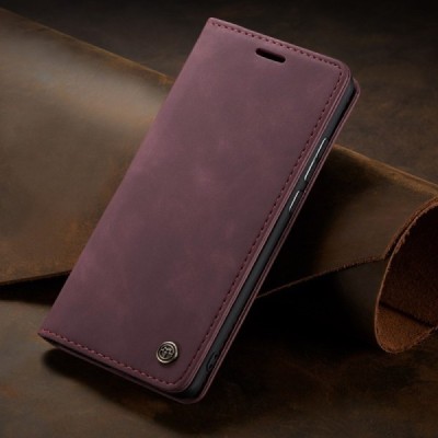 Samsung Galaxy A71 (A715) CaseMe Retro solidus atverčiamas bordo odinis dėklas - knygutė | Priedai.lt