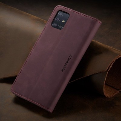 Samsung Galaxy A71 (A715) CaseMe Retro solidus atverčiamas bordo odinis dėklas - knygutė | Priedai.lt