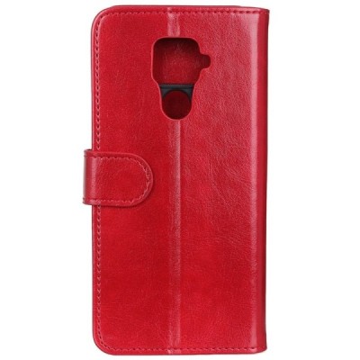 Xiaomi Redmi Note 9 atverčiamas raudonas odinis dėklas, knygutė - piniginė | Priedai.lt