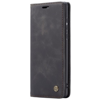Samsung Galaxy A71 (A715) CaseMe Retro solidus atverčiamas juodas odinis dėklas - knygutė | Priedai.lt