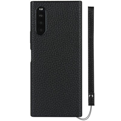 „Litchi“ Skin (TPU) Sony Xperia 10 II juodas odinis dėklas | Priedai.lt