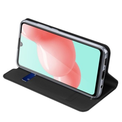 Dux Ducis Skin serijos Samsung Galaxy A41 (A415F) juodas odinis atverčiamas dėklas | Priedai.lt