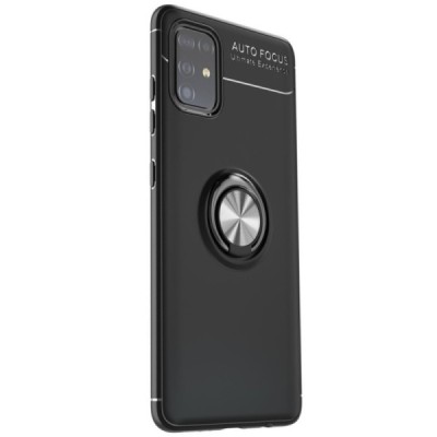 Samsung Galaxy A51 (A515) „FOCUS“ Kickstand kieto silikono TPU juodas dėklas - nugarėlė | Priedai.lt