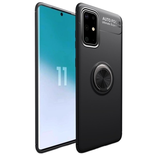 „FOCUS“ Kickstand kieto silikono (TPU) dėklas - juodas (Galaxy A41)