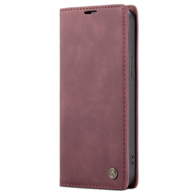 Apple iPhone 12 (12 Pro) CaseMe Retro solidus atverčiamas bordo odinis dėklas - knygutė | Priedai.lt