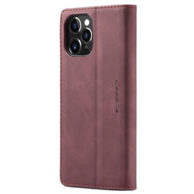 Apple iPhone 12 (12 Pro) CaseMe Retro solidus atverčiamas bordo odinis dėklas - knygutė | Priedai.lt