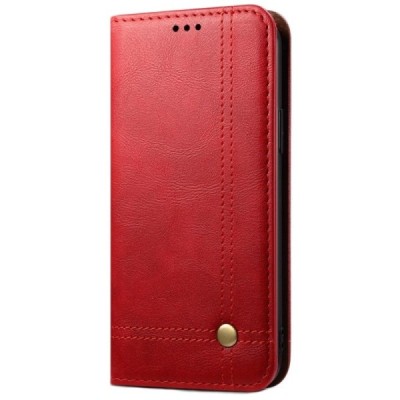 Deluxe atverčiamas raudonas odinis Apple iPhone 12 (12 Pro) dėklas - knygutė | Priedai.lt