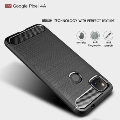 Google Pixel 4A „Carbon“ kieto silikono TPU juodas dėklas - nugarėlė | Priedai.lt