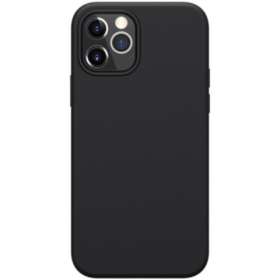 Apple iPhone 12 (12 Pro) "Nillkin" Flex Liquid Silicone juodas dėklas - nugarėlė | Priedai.lt