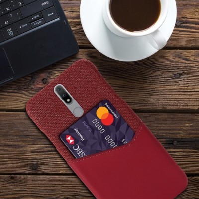 „KSQ“ Shell Nokia 2.4 raudonas odinis dėklas - nugarėlė su kišenėle kortelėms | Priedai.lt