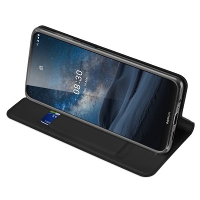 „Dux Ducis“ Skin serijos Nokia 8.3 juodas odinis atverčiamas dėklas | Priedai.lt