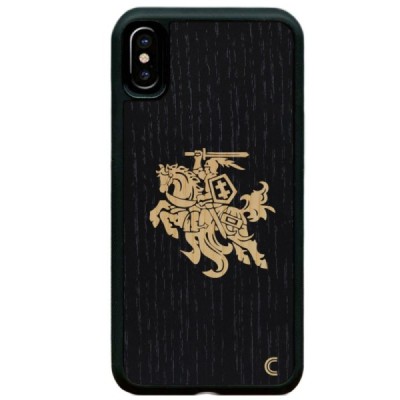 Apple iPhone Xr „Crafted Cover“ Juodas Vytis natūralaus medžio dėklas (tamsus medis) | Priedai.lt