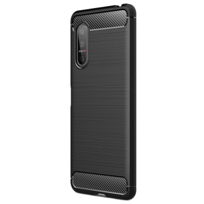 Sony Xperia 5 II „Carbon“ kieto silikono TPU juodas dėklas - nugarėlė | Priedai.lt