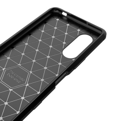 Sony Xperia 5 II „Carbon“ kieto silikono TPU juodas dėklas - nugarėlė | Priedai.lt