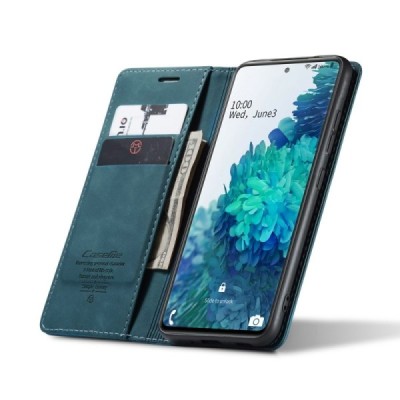 Samsung Galaxy S20 FE (Fan Edition) CaseMe Retro solidus atverčiamas žalias odinis dėklas - knygutė | Priedai.lt