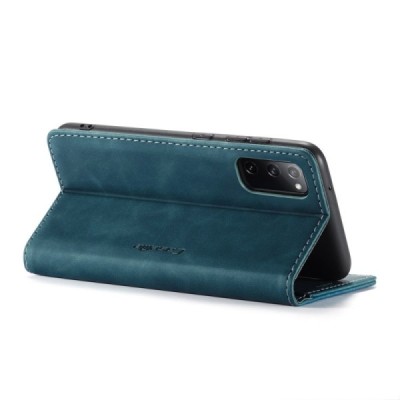 Samsung Galaxy S20 FE (Fan Edition) CaseMe Retro solidus atverčiamas žalias odinis dėklas - knygutė | Priedai.lt