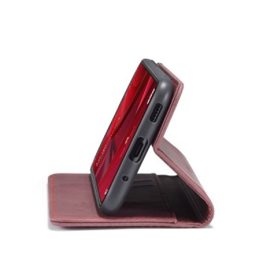Samsung Galaxy S20 FE (Fan Edition) CaseMe Retro solidus atverčiamas bordo odinis dėklas - knygutė | Priedai.lt