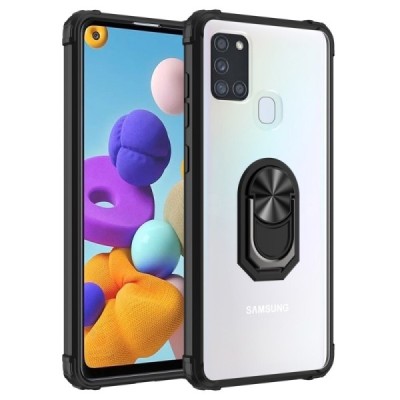 Samsung Galaxy A21s (A217) „Fashion“ Kickstand kieto silikono TPU skaidrus dėklas - nugarėlė | Priedai.lt