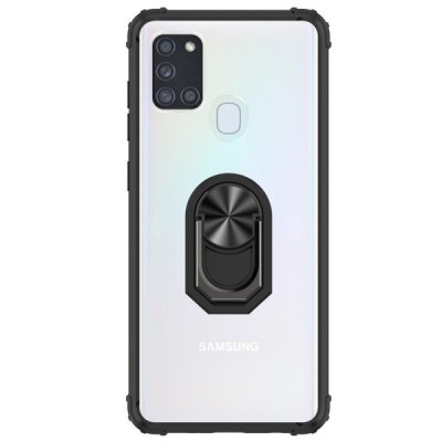 Samsung Galaxy A21s (A217) „Fashion“ Kickstand kieto silikono TPU skaidrus dėklas - nugarėlė | Priedai.lt
