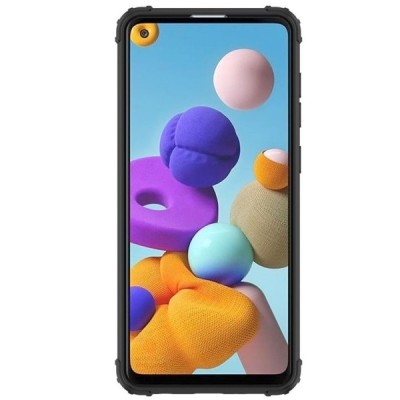 Samsung Galaxy A21s (A217) „Fashion“ Kickstand kieto silikono TPU skaidrus dėklas - nugarėlė | Priedai.lt