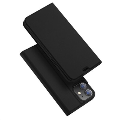 „Dux Ducis“ Skin serijos Apple iPhone 12 Mini juodas odinis atverčiamas dėklas | Priedai.lt