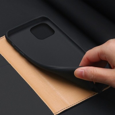 „Dux Ducis“ Wish serijos Apple iPhone 12 Mini juodas odinis atverčiamas dėklas | Priedai.lt